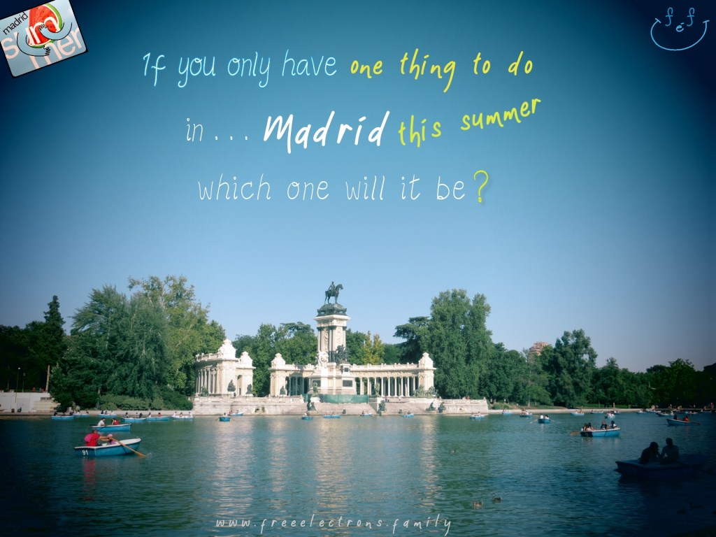 #FreeElectrons.Family - camping road trip Europe, Spain Madrid, Parque El Retiro. If you only have one thing to do in ... Madrid this summer, which one will it be?