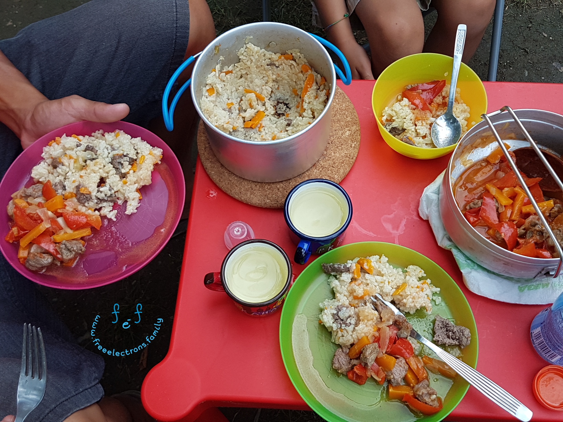 
To my kroiliśmy warzywa do tego smacznego dania. Kemping Jezioro Como, Włochy

A "smiling" logo reads www.freeelectrons.family