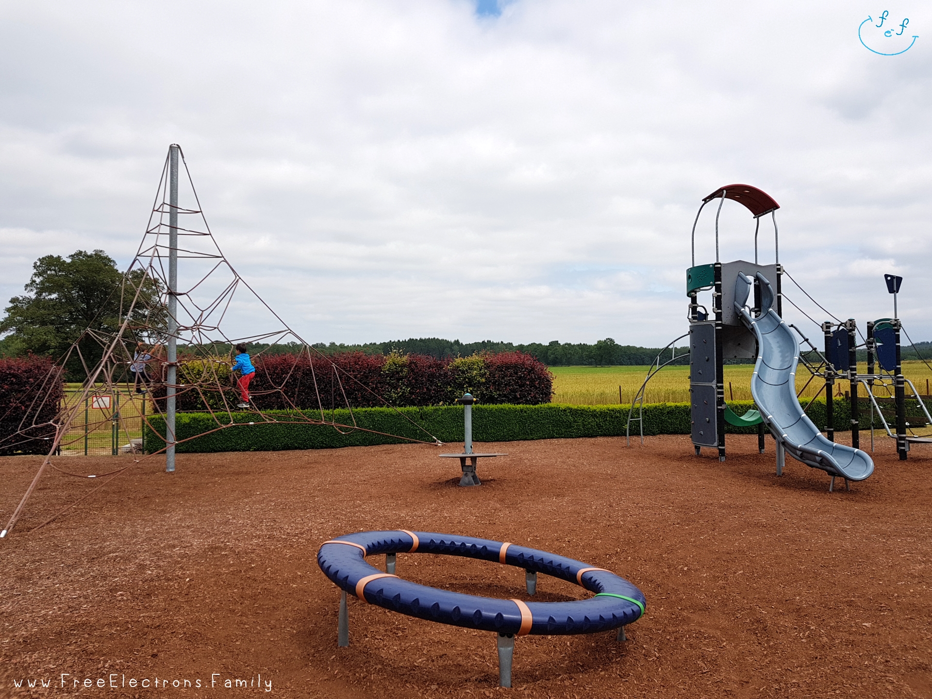 Playground at the family-friendly Inn/Auberge de Poteaupre Espace Chimay.

www.FreeElectrons.Family - camping road trip Europe 2.