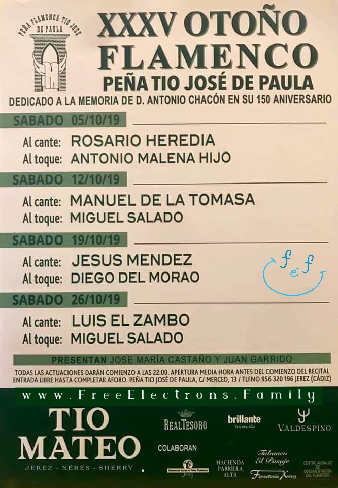 Schedule of performances of the 35th Otono Flamenco @ Peña Flamenca (PF) Tio Jose de Paula