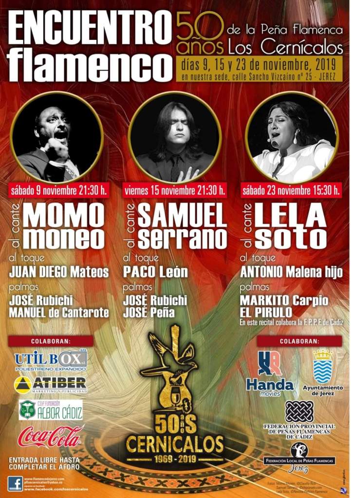 Schedule of Flamenco shows at Peña Los Cernicalos in November.