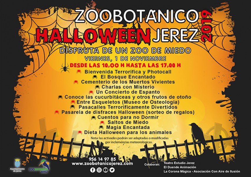 Poster of Happy Halloween schedule!:  ZOOBotanico Jerez.

www.FreeElectrons.Family