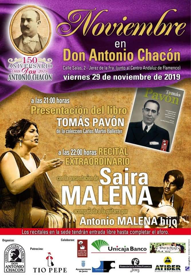 Schedule of Flamenco show at Peña Buena Gente in November.