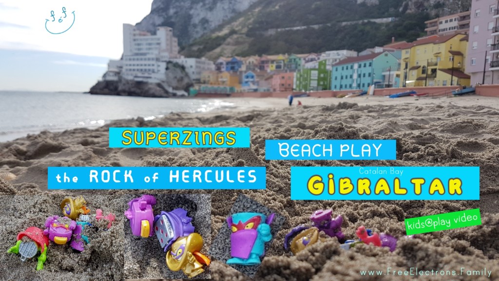 SuperZings Kids Free Play at the Beach on the Rock of Hercules, Gibraltar UK-Family Video