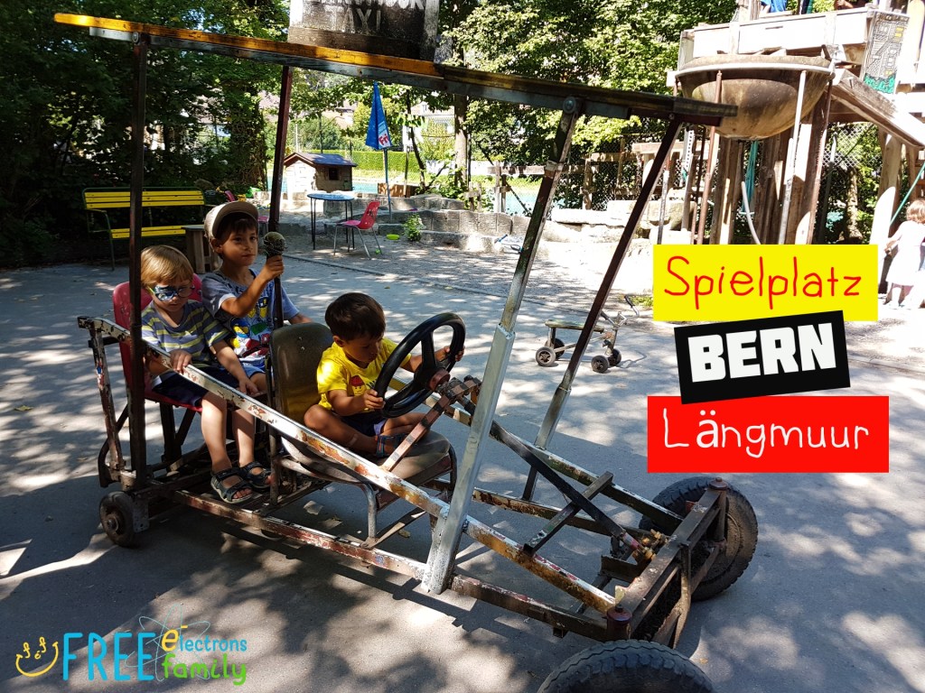 Young children on a rickety improvised car at the Spielplatz Längmuur playground in Bern, Switzerland.
www.FreeElectrons.Family 